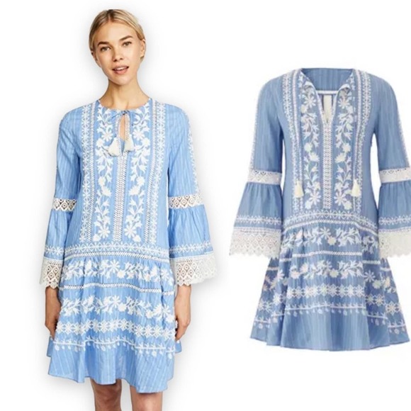 Tory Burch Dresses & Skirts - Tory Burch Blue Gabriella Lace Embroidered Dress